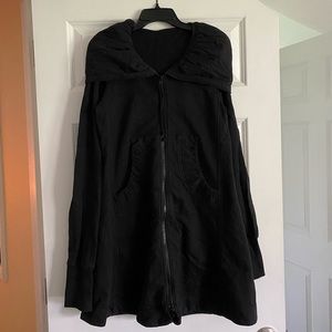 Prairie Underground Sz M black fleece hoodie jacket organic cotton boho layering